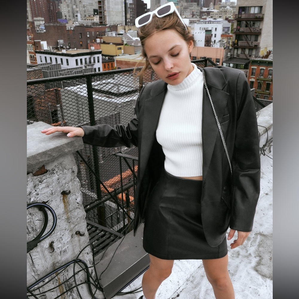 Zara Faux Leather Blazer